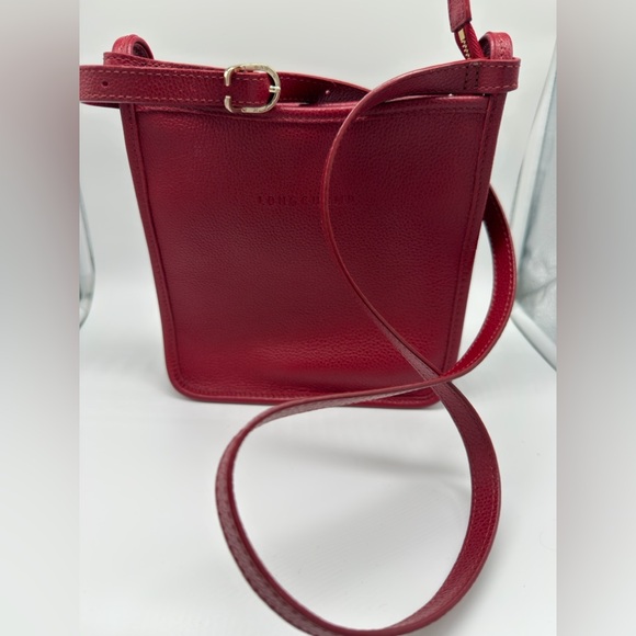 Longchamp Handbags - Longchamp Le Foulonné Cherry Red Leather Crossbody Bag - Like New